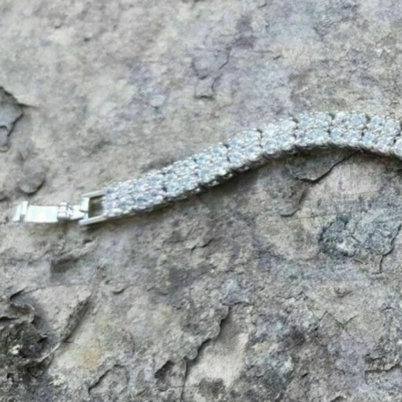 7 inch Long Tennis Bracelet Solid 14K White Gold Round Cut 5 Carat Men & Women